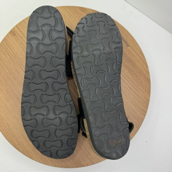 Naot Black Leather Strap Sandals Size 39 8 Cushioned Cork Footbed VGUC - Picture 5 of 8